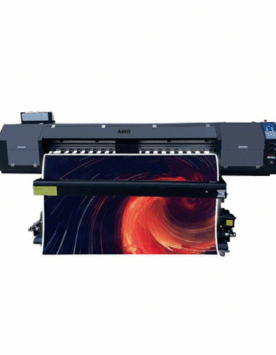 AMO Large - Format Printer with Epson XP600 print head, 1.6m Printing Width, 360*720dpi Resolution, Printing a Vibrant Banner with Chinese Slogan '拥抱梦想 共赢未来' (Embrace Dreams and Win - Win Future), Ideal for Advertising and Poster Production Using Eco - Solvent Ink