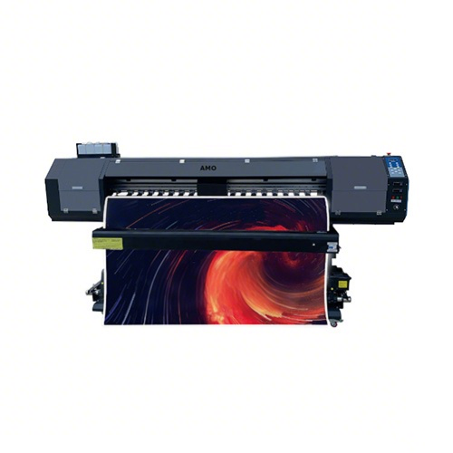 AMO Large - Format Printer with Epson XP600 print head, 1.6m Printing Width, 360*720dpi Resolution, Printing a Vibrant Banner with Chinese Slogan '拥抱梦想 共赢未来' (Embrace Dreams and Win - Win Future), Ideal for Advertising and Poster Production Using Eco - Solvent Ink